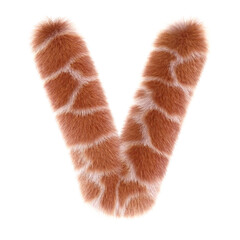 3d GIRAFFE cartoon funny creative fur letter V