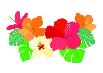 夏の沖縄、ハイビスカス素材