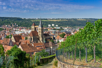Fototapeta na wymiar high anlge view of the beautiful old town of Esslingen am Neckar