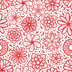 Hand Drawn Flowers Line Art Illustration
