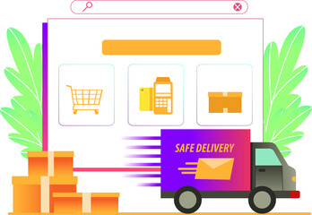 Fast delivery service for online shop illustration
