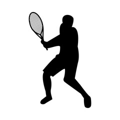 athletic man practicing tennis sport silhouette