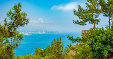 Fototapeta na wymiar Alanya panorama in summer on a sunny day