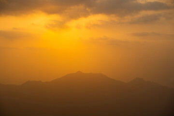 Obraz premium Sunset mountain views around the Al-Hada resort city in western Saudi Arabia
