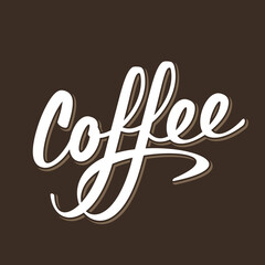 Coffee lettering logo sign white letters vector illustration