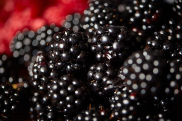 raspberry and blackberry on plate