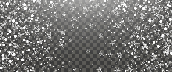 Snowfall and falling snowflakes