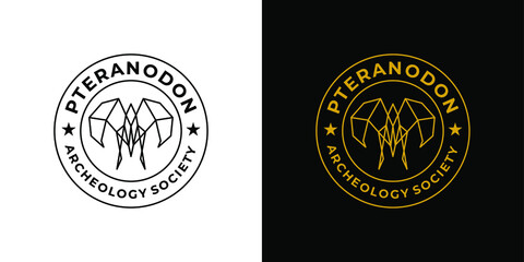 Pteranodon Archeology Society Logo. Pterodactyl Geometric Style Icon Symbol.