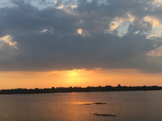 sunset over the river