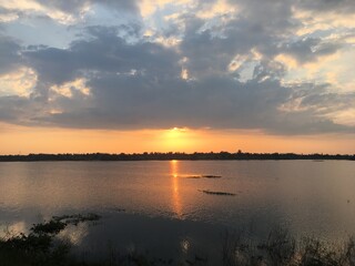 sunset over the river