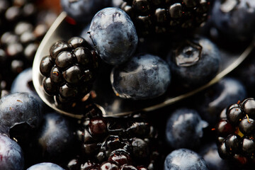 blackberry on plate. mixed fruits