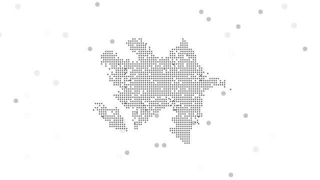 Dotted abstract Azerbaijan map. Dotted world map animation. 4K video.