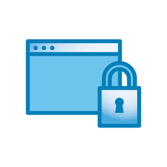 website page with padlock line and gradient style icon vector design