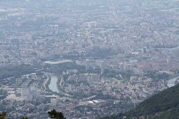 The city of Grenoble from the Alps mountain