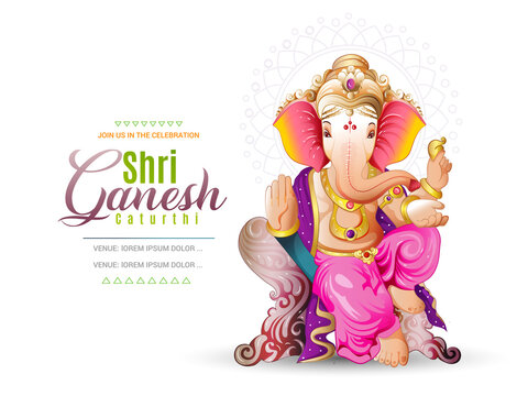 illustration of Lord Ganpati on Ganesh Chaturthi background