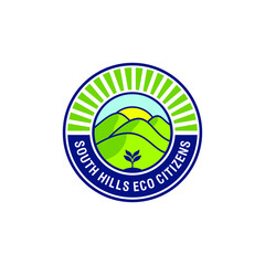 South Hills Eco Citizens Logo Concept. Mountain Lanscape.