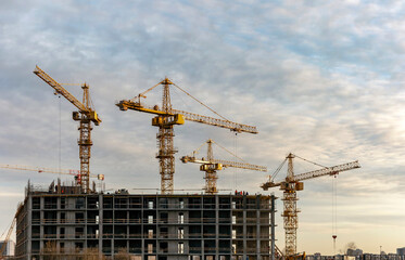 Fototapeta na wymiar Construction site on the outskirts of St. Petersburg