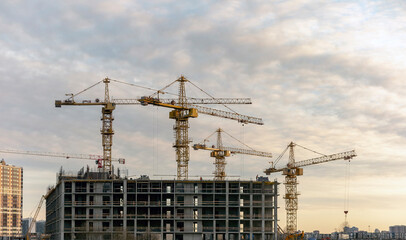 Construction site on the outskirts of St. Petersburg