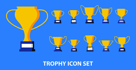 Golden Trophy Award Icon Set