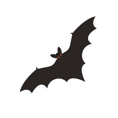 Black bat. Spooky halloween silhouette. vector illustration.