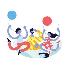 Father son and daughter cartoon with balloons vector design