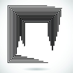 Rectangle Logo with lines.Square unusual icon Design .frame with Vector stripes .