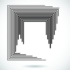 Rectangle Logo with lines.Square unusual icon Design .frame with Vector stripes .