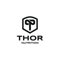 Thor Nutrition Initials Logo Simple. Hammer Icon Symbol. Letter N + T + Hammers.