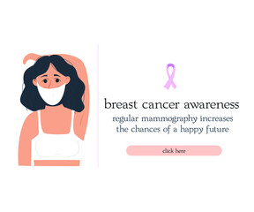 breast cancer awareness. the girl in the mask diagnoses breast cancer. malignant tumor. Stock vector illustration, place text isolated on white background