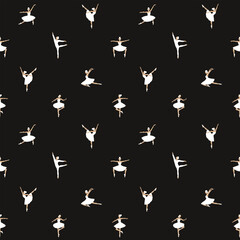 Ballet dancers seamless pattern. Flat illustration
