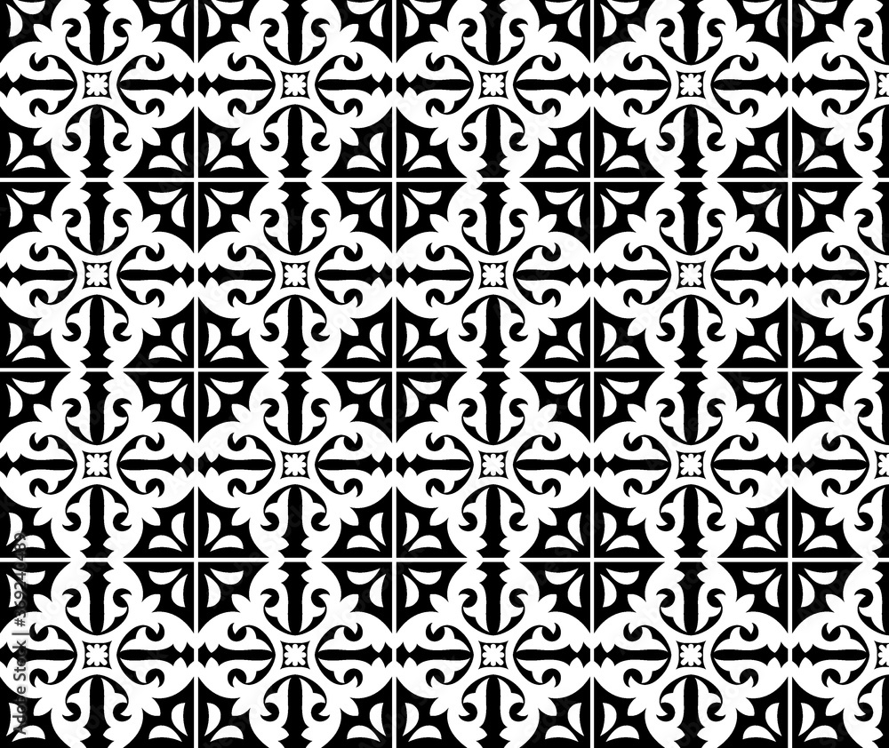 Wall mural black and white seamless pattern