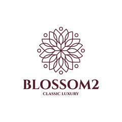 Blossom2 Logo Icon Symbol Monoline