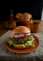 hamburger on a plate