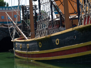 rope elements of the sails of a pirate ship
