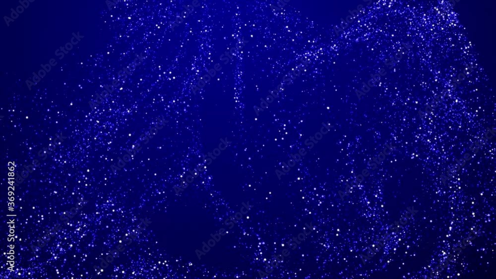Poster abstract bg with blue magic glitters fly in air in slow motion and form beautiful swirls. sparkles f