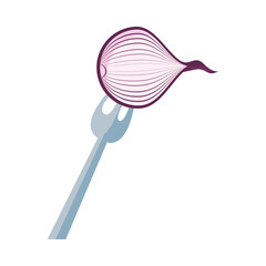 purple onion healthy vegetable in fork