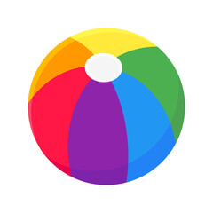 Beach ball flat style design vector illustration icon sign isolated on white background. Retro styled inflatable toy for summer games or holidays.