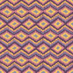 Geometric zigzag ethnic ornamental seamless pattern. Tribal texture with rhombus in vintage colors