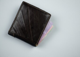 leather wallet on white background