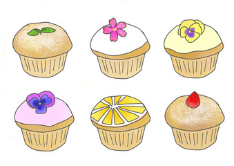 ６つのカラフルマフィン