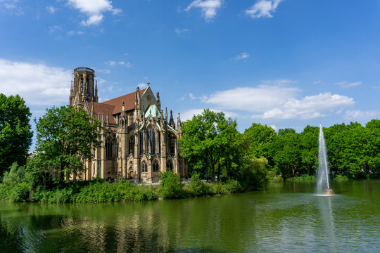 view of the Johanneskirche Church at Feuersee in Stuttgart