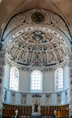 interior view of the historic Trier Dom or cathedral in Trier with the altar