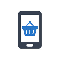 Mobile shopping vector icon illustration on white background