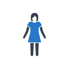 Woman wearing dress vector icon illustration on white background