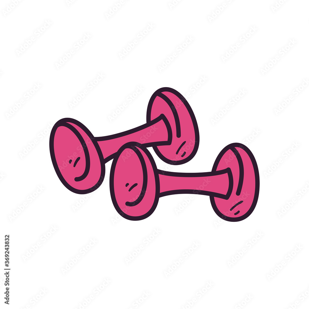 Poster gym weights line and fill style icon vector design
