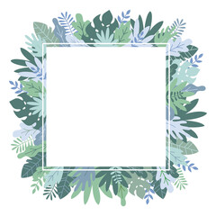 Invitation leaves and plants template frame background