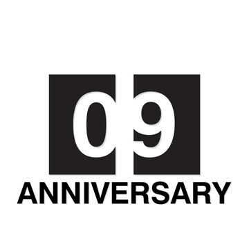9 Year Anniversary Celebration Vector Template Design Illustration