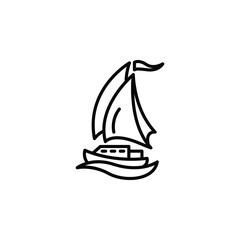yacht linear vector icon. sail yacht line thin sign. sailboat outline symbol. Boat ship simple logo black on white. 