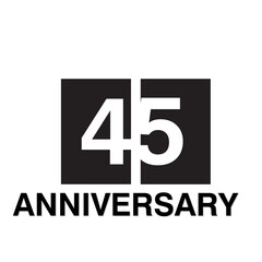 45 Year Anniversary Celebration Vector Template Design Illustration