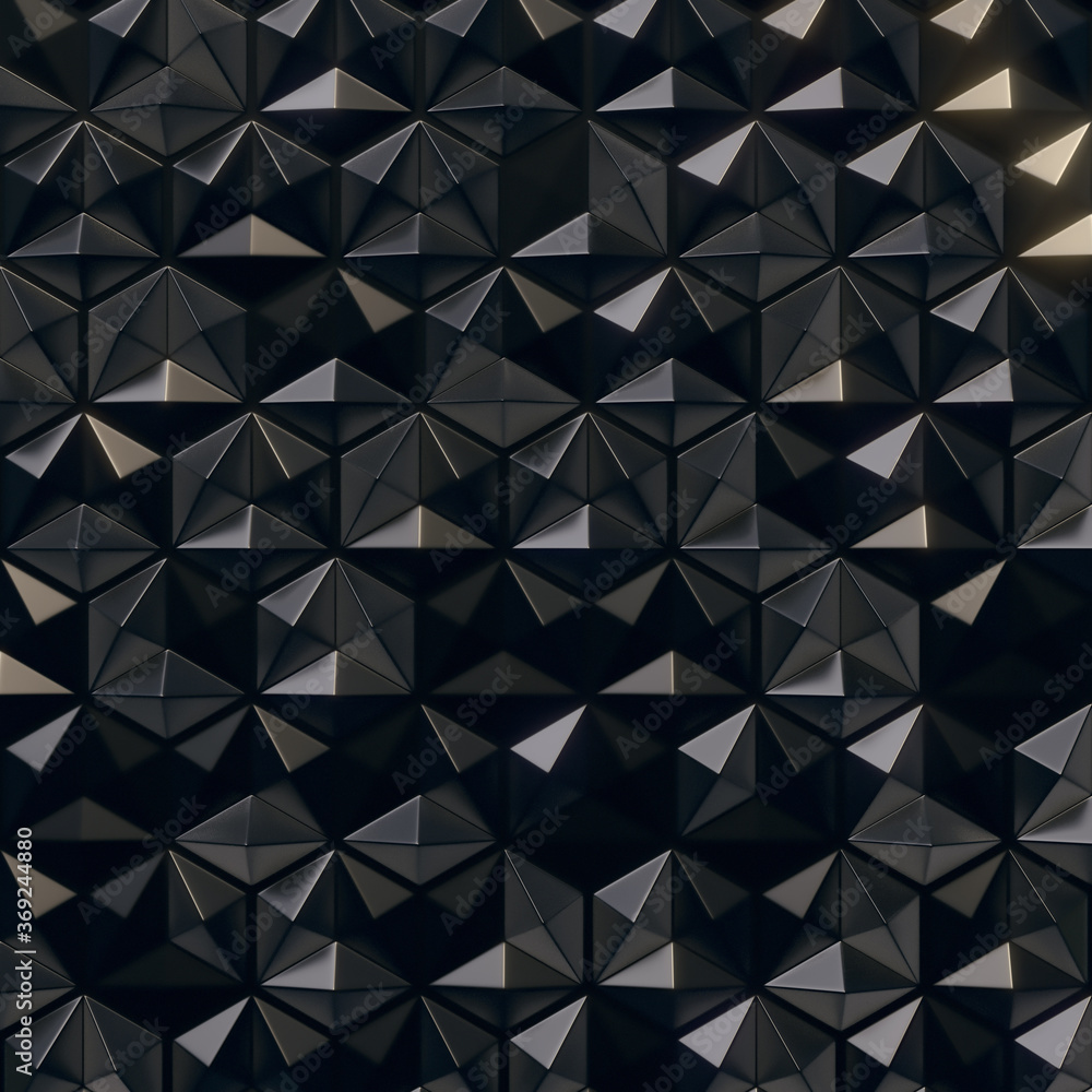Poster Modern 3d render hexagon black pattern background futuristic minimal composition